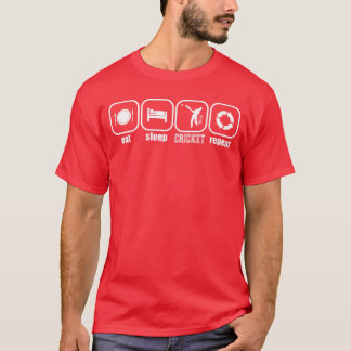Eat Sleep Cricket Repeat Funny Cricket Player Batt T-Shirt