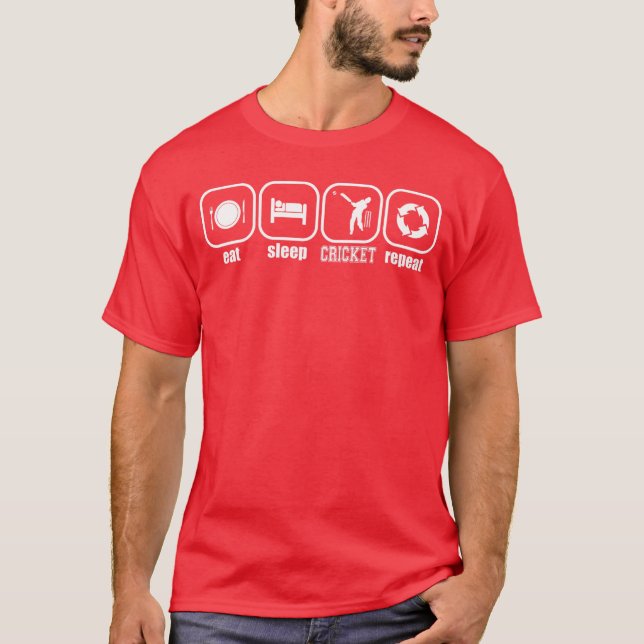 Eat Sleep Cricket Repeat Funny Cricket Player Batt T-Shirt (Front)
