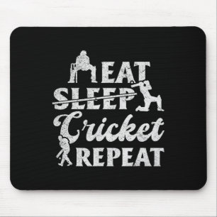 Eat Sleep Cricket Repeat - Funny Cricket Player Mouse Pad