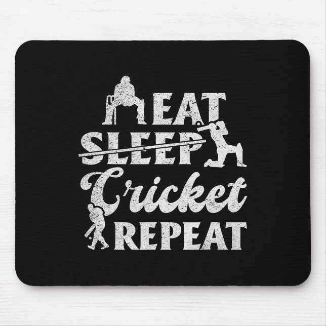 Eat Sleep Cricket Repeat - Funny Cricket Player  Mouse Pad (Front)