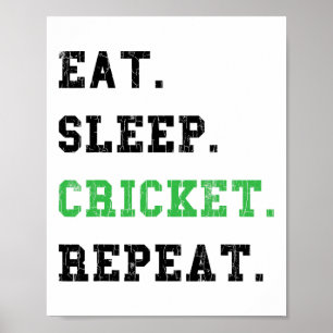 Eat Sleep Cricket Repeat Funny Graphic For Player Poster