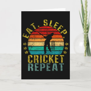 Eat Sleep Cricket Repeat Funny Retro  Card
