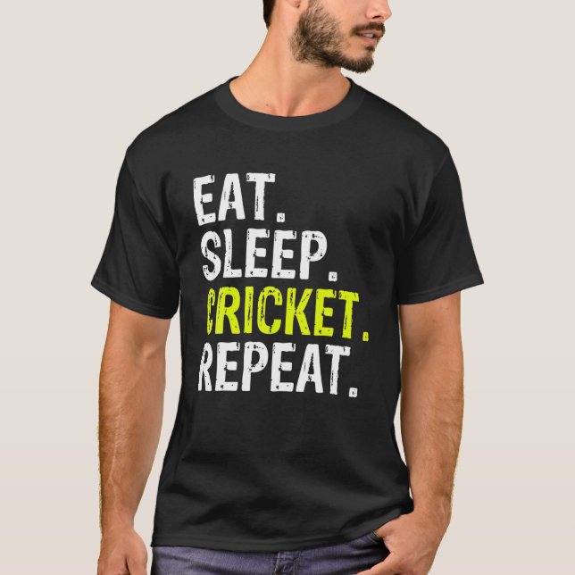 Eat Sleep Cricket Repeat Gift Sports T-Shirt (Front)