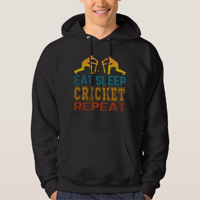 Eat Sleep Cricket Repeat Hoodie (Front)
