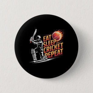 Eat Sleep Cricket Repeat Sports Lover Cricket Fan 6 Cm Round Badge