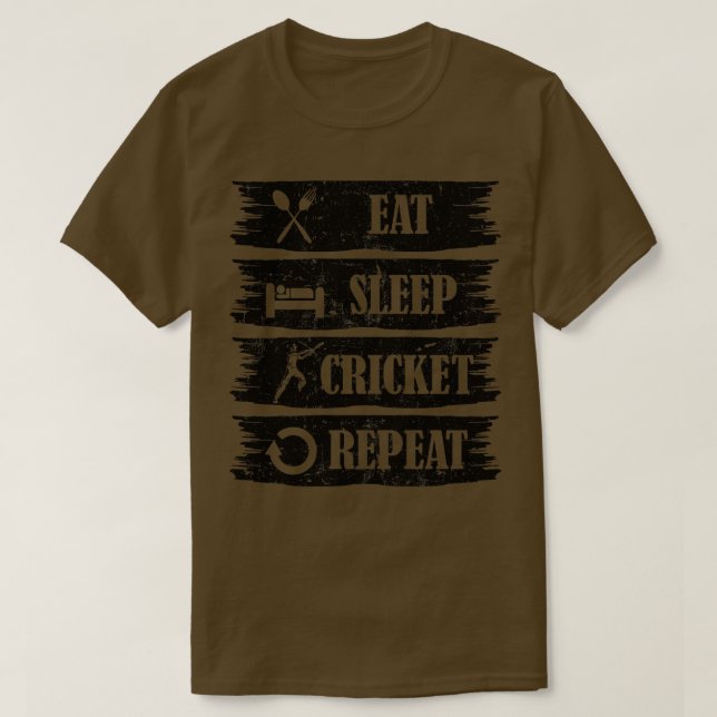 Eat Sleep Cricket Repeat T-Shirt (Design Front)