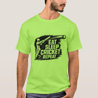 Eat Sleep Cricket Repeat T-Shirt | Funny Cricket L