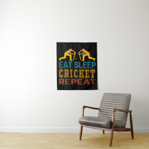 Eat Sleep Cricket Repeat Tapestry