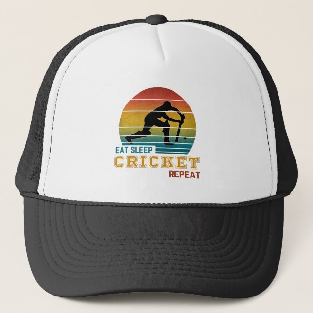 Eat Sleep Cricket Repeat  Trucker Hat (Front)
