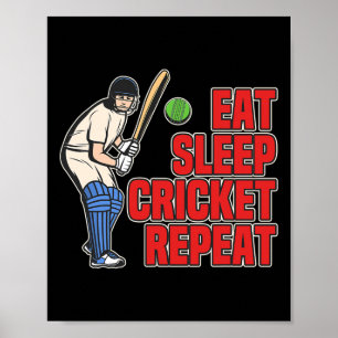 Eat Sleep Cricket Retro Cricket Ll Sport Player Fi Poster