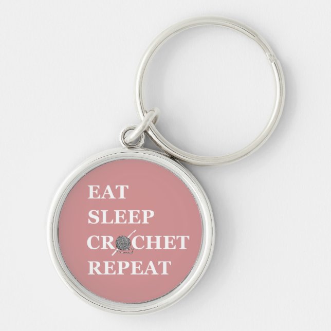 eat sleep crochet repeat key ring (Front)
