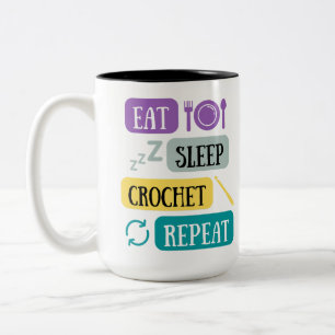 Eat sleep crochet repeat personalised Two-Tone coffee mug