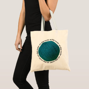 Eat Sleep Crochet Yarn Ball Teal Crafts Tote Bag