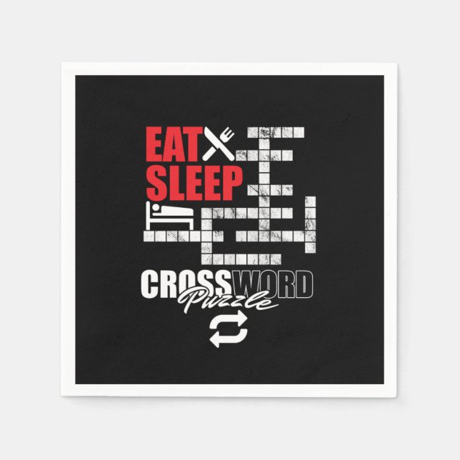 Eat Sleep Crossword Puzzle Repeat Puzzler Brain Te Napkin (Front)