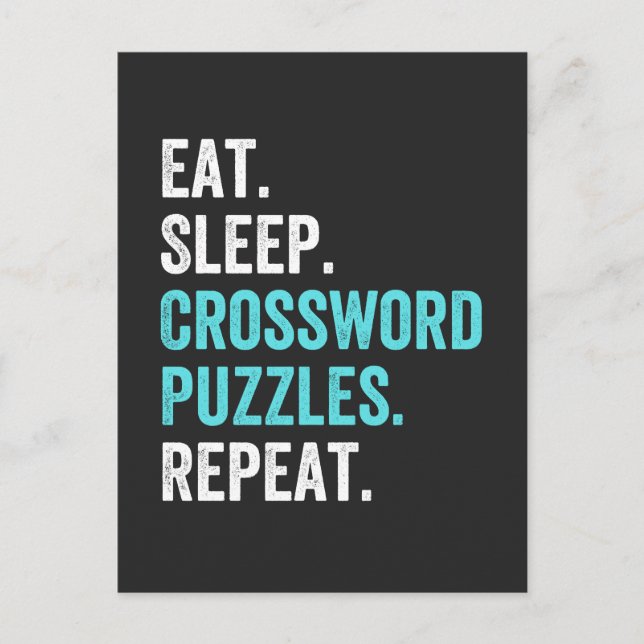 Eat.Sleep. Crossword Puzzles. Repeat. Holiday Postcard (Front)