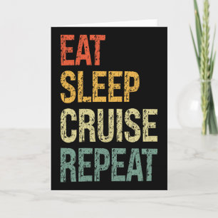 Eat Sleep Cruise Repeat Family Couple Beach Holida Card