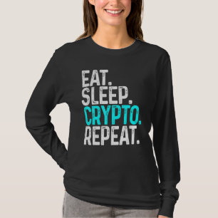 Eat Sleep Crypto Repeat Funny Cryptocurrency Block T-Shirt