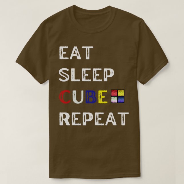 Eat Sleep Cube Repeat Funny Cubes Puzzle Speed Cub T-Shirt (Design Front)