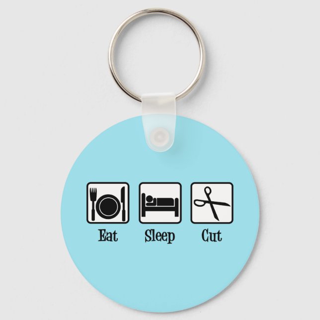 Eat Sleep Cut Hair Key Ring (Front)