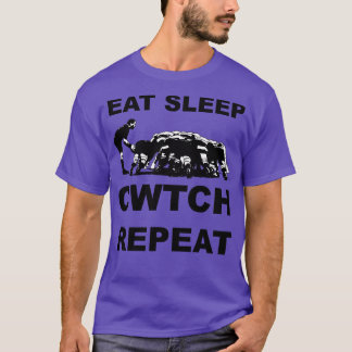 Eat Sleep Cwtch Repeat Welsh Rugby Humour T-Shirt