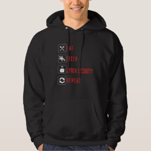 Eat Sleep Cyber Security Repeat and Protect  Prese Hoodie