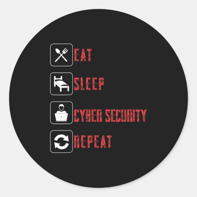 Eat Sleep Cyber Security Repeat Ethical Hacker Hum Classic Round Sticker (Front)