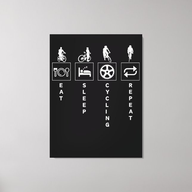 Eat Sleep Cycling Repeat Canvas Print (Front)