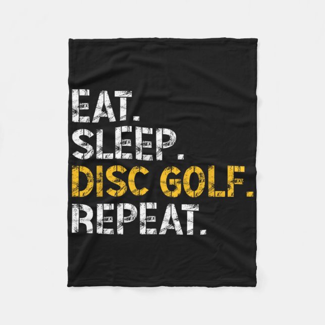 Eat Sleep Disc Golf Repeat Disc Golf Player Funny  Fleece Blanket (Front)