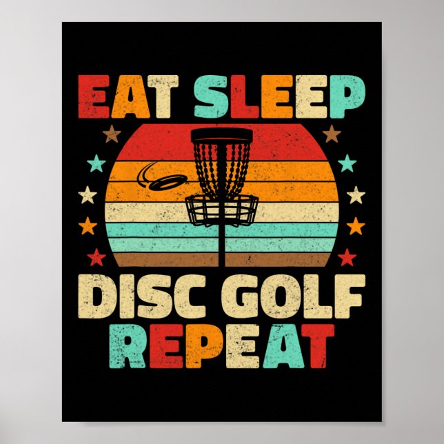 Eat Sleep Disc Golf Repeat Frisbee Disc Golf Lover Poster (Front)