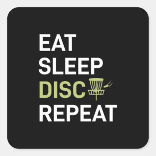 Eat Sleep Disc Golf Repeat Square Sticker