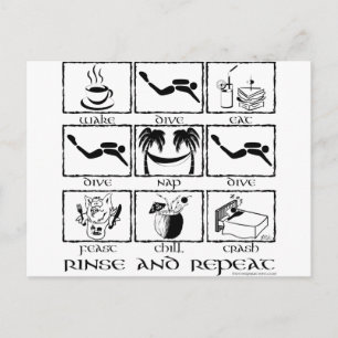 Eat Sleep Dive Rinse and Repeat Postcard