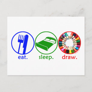 Eat Sleep Draw Postcard