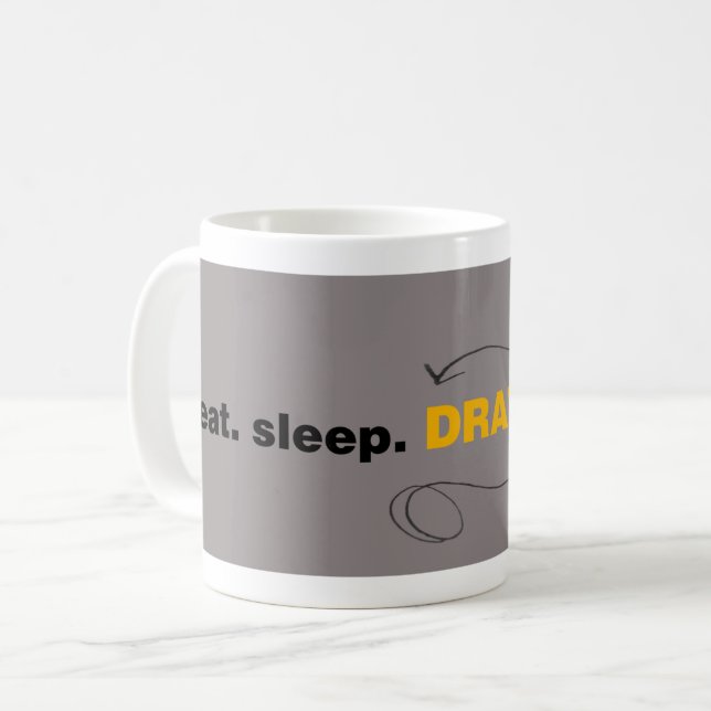 Eat Sleep Draw Repeat Coffee Tea Mug Cup gift (Front Left)