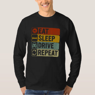 Eat Sleep Drive Repeat Retro 60s 70s Driving T-Shirt