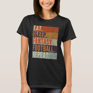 Eat Sleep Fantasy Football Lover Repeat Retro T-Shirt