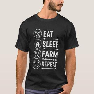 Eat Sleep Farm Repeat Funny Farmer Gardening Men W T-Shirt