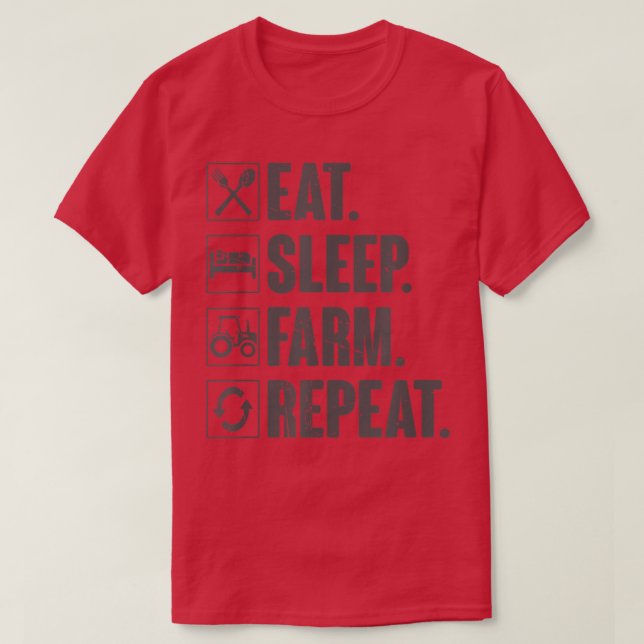 Eat Sleep Farm RepeatFunny Farmer Farming Gift  T-Shirt (Design Front)