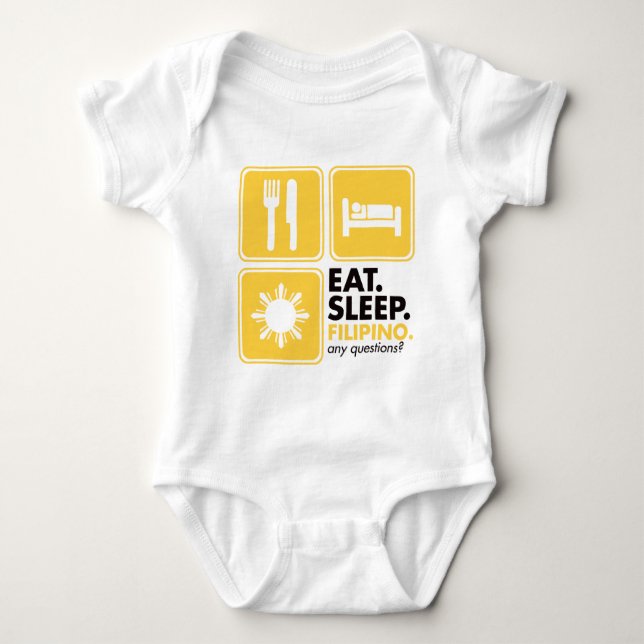 Eat Sleep Filipino - Yellow Baby Bodysuit (Front)