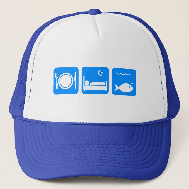 Eat Sleep Fish blue Trucker Hat (Front)