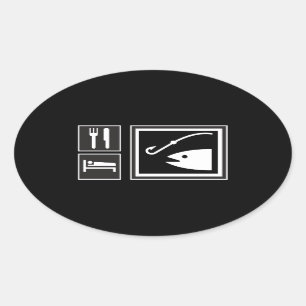 Eat Sleep FISH! Oval Sticker