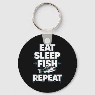 Eat sleep fish repea key ring