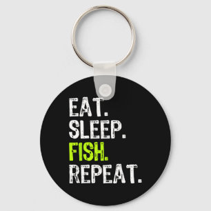Eat Sleep Fish Repeat Fishing Fisherman Funny Key Ring