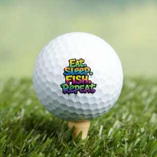 Eat Sleep Fish Repeat Rainbow Graffiti Golf Balls