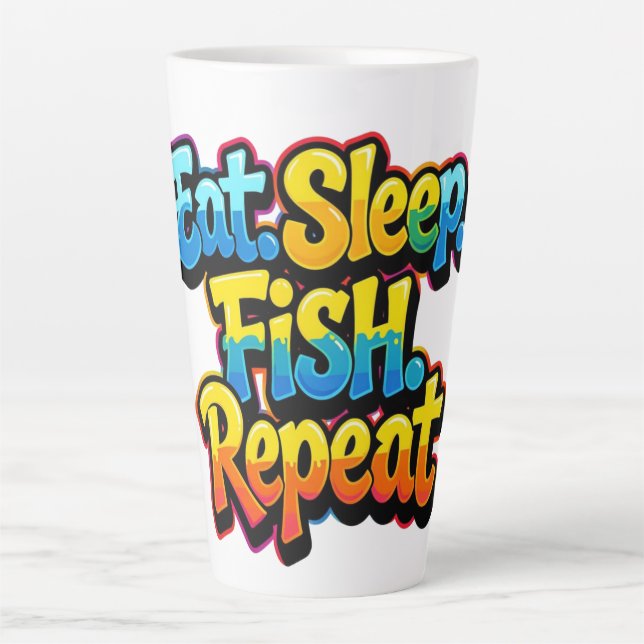 Eat Sleep Fish Repeat Rainbow Latte Mug (Front)
