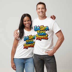 Eat Sleep Fish Repeat Rainbow T-Shirt