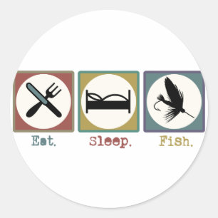 Eat Sleep Fishing Trout Classic Round Sticker