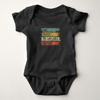 Eat Sleep Fix Airplanes Repeat Funny Aircraft Baby Bodysuit