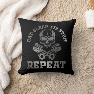 Eat Sleep Fix Stuff Repeat Funny Repairman Cushion