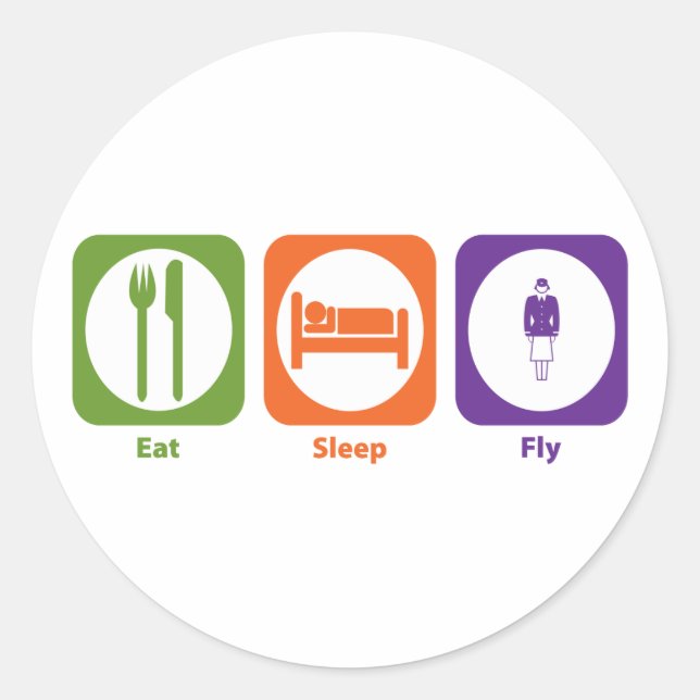 Eat Sleep Fly Classic Round Sticker (Front)