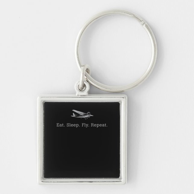 Eat Sleep Fly Drones Repeat Aviator Gift Key Ring (Front)